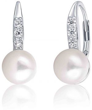 JwL Luxury Pearls Strieborné náušnice s perlou a zirkónmi JL0601