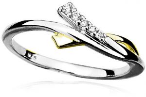 MOISS Pôvabný strieborný bicolor prsteň so zirkónmi r0000 57 mm