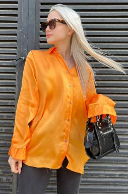 Madmext Orange Basic Women's Satin Shirt Mg1326