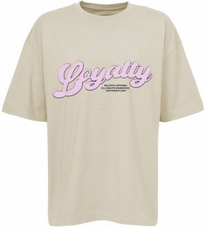 Multiply Apparel Tričko 'Loyalty Puff'  hnedá / ružová / čierna