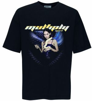 Multiply Apparel Tričko  svetlomodrá / čierna / biela