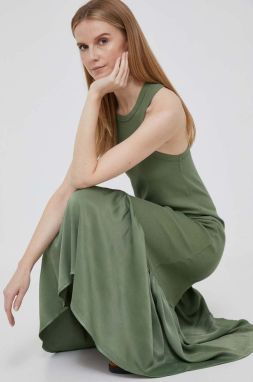 Šaty Deha zelená farba, midi, áčkový strih