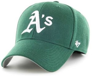 Čiapka s prímesou vlny 47brand MLB Oakland Athletics zelená farba, s nášivkou, B-MVP18WBV-DGE