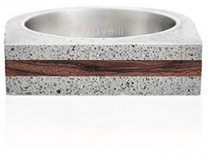 Gravelli Betónový prsteň šedý Stamp Wood GJRUWOG004 50 mm