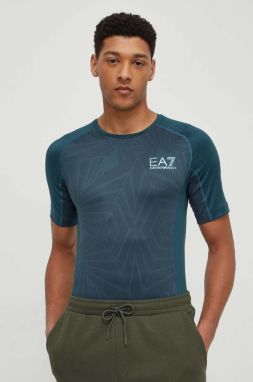 Tričko EA7 Emporio Armani pánsky, zelená farba, s potlačou
