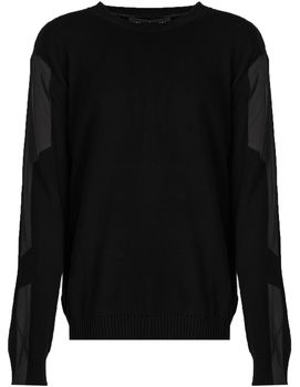 Svetre Les Hommes  LKK112 603A | Classic Fit Jumper with Nylon Detail on Sleeves