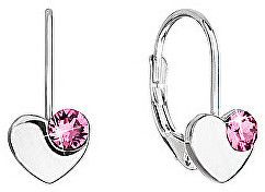 Evolution Group Strieborné srdiečkové náušnice s kryštálmi Swarovski 31299.3 Rose