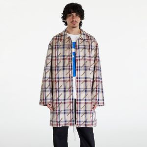 A BATHING APE Logo Check Pattern Long Coat Beige