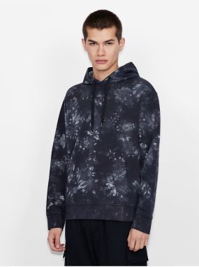 Dark Blue Mens Patterned Hoodie Armani Exchange - Men