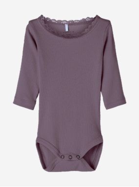 Purple girls' ribbed bodysuit with lace name it Kab - Girls