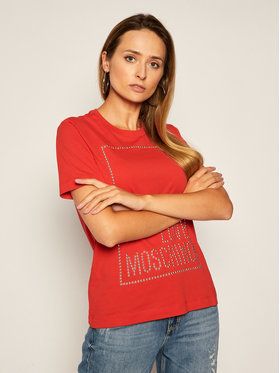 LOVE MOSCHINO Tričko W4H0604M 3876 Červená Regular Fit