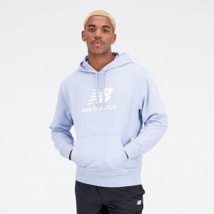 New Balance ESSENTIALS STACKED LOGO FRENCH TERRY HOODIE Pánska mikina, modrá, veľkosť