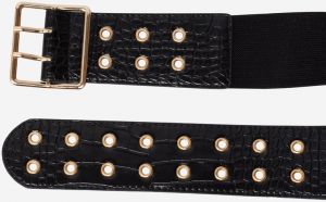 Shelvt Women's black elastic belt wide