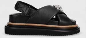 Kožené sandále Kurt Geiger London Orson Cross Strap Sandal dámske, čierna farba, na platforme, 9992200109