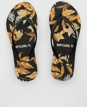 Žabky Rip Curl La Isla Bloom dámske, čierna farba, na plochom podpätku