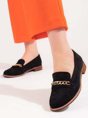 Classic loafers with chain suede Shelvt black