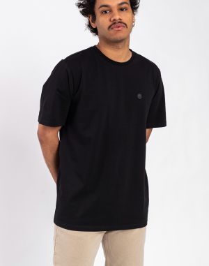 Knowledge Cotton LOKE badge tee 1300 Black Jet