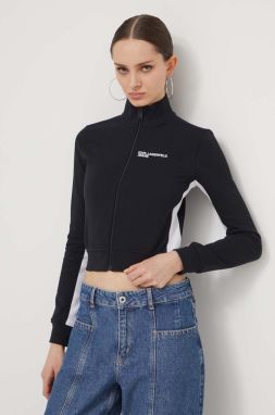 Mikina Karl Lagerfeld Jeans dámska, čierna farba, s nášivkou