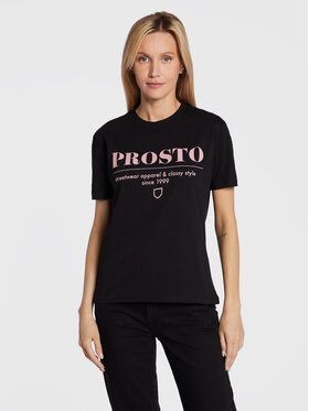 PROSTO. Tričko KLASYK Doji 1293 Čierna Regular Fit