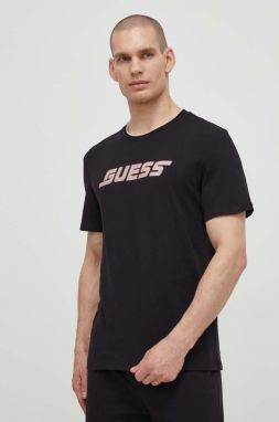 Bavlnené tričko Guess EGBERT pánske, čierna farba, s potlačou, Z4GI11 I3Z14