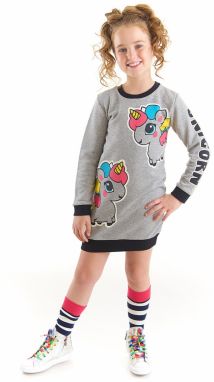 Denokids Unicorn Girl Gray Sweatshirt Dress