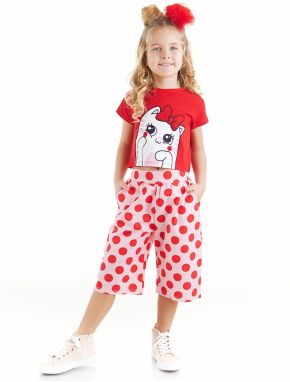 Denokids Ponchik Cat Girls T-shirt Capri Shorts Set