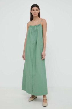 Bavlnené šaty By Malene Birger zelená farba, maxi, áčkový strih