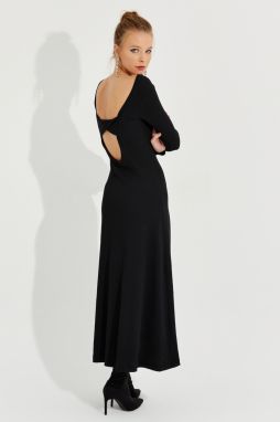 Cool &ampy Dámske Čierne Zadné Detailné Camisole Midi šaty