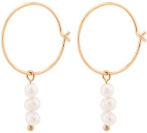 Decadorn Kruhové pozlátené náušnice s pravými perlami Sea Pearl Mini Hoop Earrings - Gold