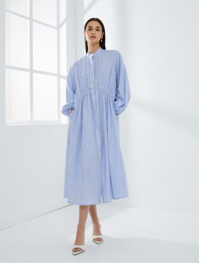 Koton Midi Shirt Dress Big Collar Balloon Sleeve