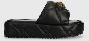 Kožené šľapky Kurt Geiger London Kensington Puff Flatform dámske, čierna farba, na platforme, 2017800109