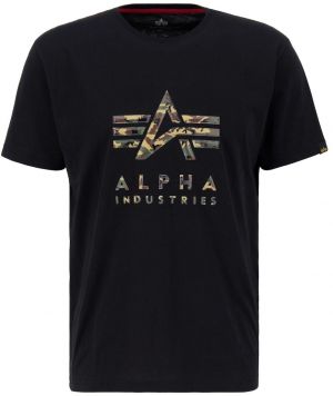 ALPHA INDUSTRIES Tričko 'Camo PP T'  hnedá / kaki / zelená melírovaná / čierna