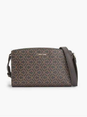 Hnedá dámska vzorovaná crossbody kabelka Calvin Klein