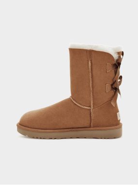 Hnedé dámske členkové semišové snehule UGG Bailey Bow II