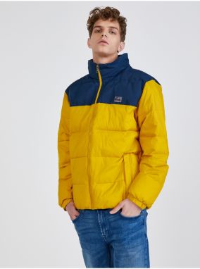 Blue-yellow Men's Quilted Winter Jacket Quiksilver Wolf Shoulde - Men