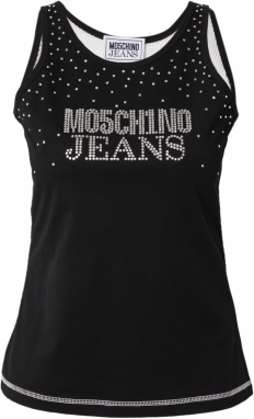 Moschino Jeans Top  čierna / priehľadná / biela