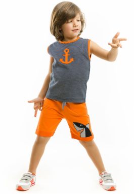 Denokids Orange Capa Boy's T-shirt Shorts Set