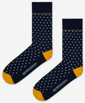 Tmavomodré ponožky s bodkami BeWooden Coloo Socks