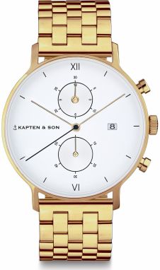 Kapten & Son Analógové hodinky 'Chrono Small Gold Steel'  zlatá