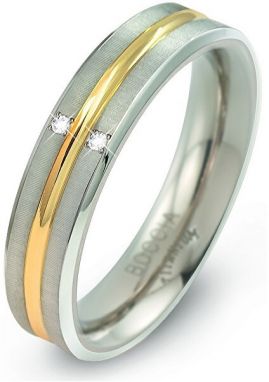 Boccia Titanium Titánový bicolor prsteň s briliantmi 0144-01 53 mm