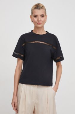 Bavlnené tričko Emporio Armani dámske, čierna farba, 3D2T7J 2JIDZ