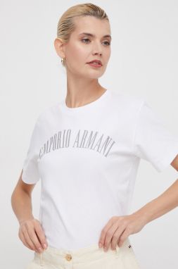 Bavlnené tričko Emporio Armani dámske, biela farba, 3D2T7S 2JIDZ