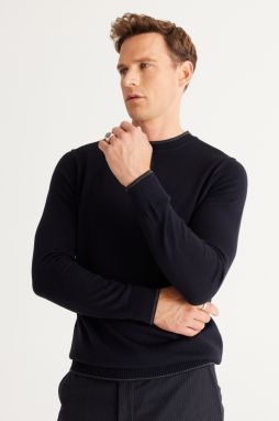 ALTINYILDIZ CLASSICS Men's Navy Blue Anti-Pilling Standard Fit Regular Fit Crew Neck Knitwear Sweater