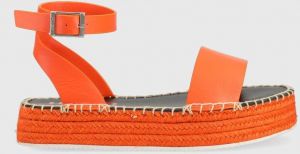 Sandále HUGO Sun dámske, oranžová farba, na platforme, 50493066
