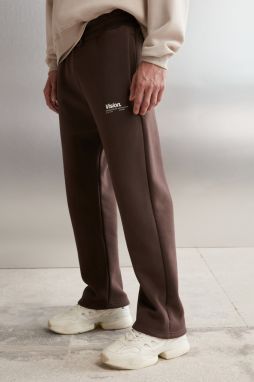 GRIMELANGE Freddy Men's Regular Fit Soft Fabric Printed 3 Pocket Bitter Brown Sweatpant