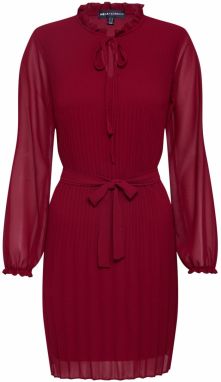 Mela London Šaty 'LONG SLEEVE PLEATED BELTED DRESS'  červená