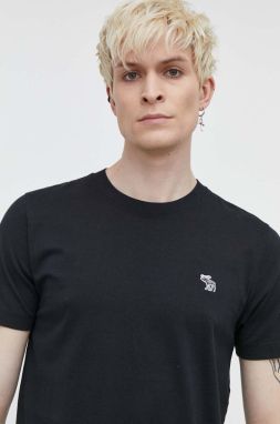 Bavlnené tričko Abercrombie & Fitch pánsky, čierna farba, jednofarebný