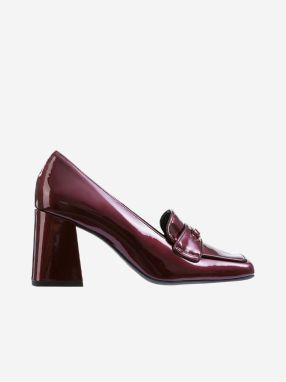 Burgundy women's leather patent leather pumps with heels Högl Julie - Women