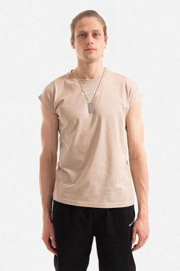 Bavlnené tričko Alpha Industries Organics EMB 118531.627-cream, béžová farba, s potlačou