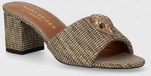 Šľapky Kurt Geiger London Kensington Block Mule dámske, zlatá farba, na podpätku, 9787540609